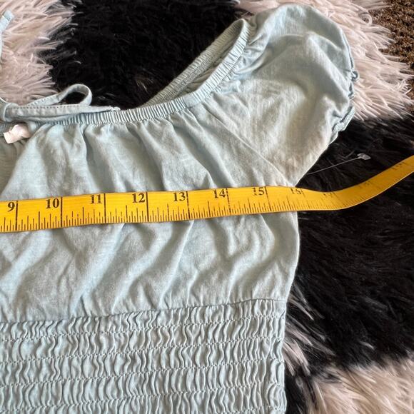 Blue Milkmaid Puff Sleeve Top Y2K Retro Cottagecore Soft Girl Small - Picture 8 of 8